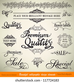vector set: calligraphic floral  design elements and page decoration - lots of useful elements to embellish your layout