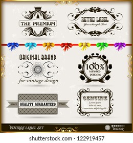 Vector set of calligraphic and floral design elements with decoration and baroque frames and tulip ornaments. Old paper texture with grunge frames.  Vector illustration.