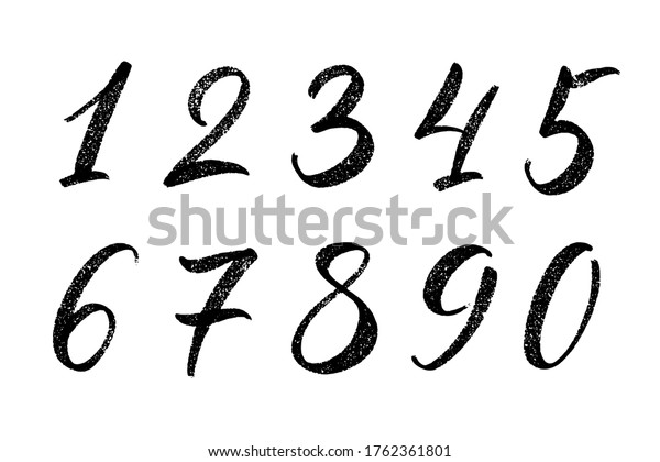 Vector Set Calligraphic Hand Written Numbers Stock Vector (Royalty Free ...