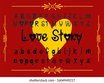 Vector set of calligraphic handwritten alphabet letters