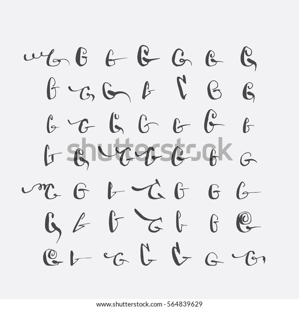 Vector Set Calligraphic Letters G Handwritten Stock Vector (Royalty ...