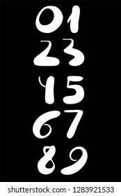 Vector set of calligraphic numbers. Hand drawn lettering.
