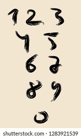Vector set of calligraphic numbers. Hand drawn lettering.
