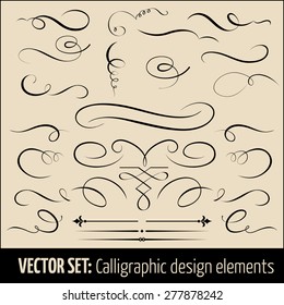 Vector set of calligraphic and page decoration design elements. Elegant elements for your design.