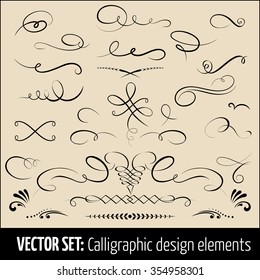 Vector set of calligraphic and page decoration design elements. Elegant elements for your design.