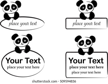 vector set: calligraphic panda design elements and page decoration