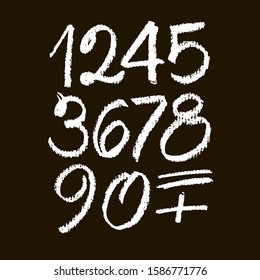 vector set of calligraphic pastel or chalk numbers. ABC for your design, chalk lettering on a black background