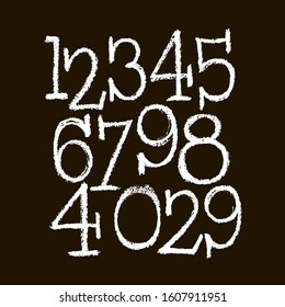 vector set of calligraphic pastel or chalk numbers. ABC for your design, chalk lettering on a black background