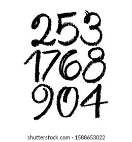 vector set of calligraphic pastel or charcoal numbers. ABC for your design, charcoal lettering on a white background