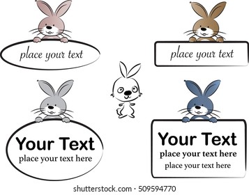 vector set: calligraphic rabbit design elements and page decoration