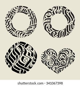 vector set of calligraphic tatoo. It can be used for tatoo design, t-shirt design, poster, banner.
