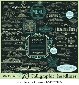 Vector set: calligraphic vintage design elements