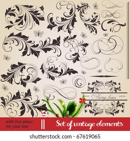 vector set: calligraphic vintage design elements and page decoration - lots of useful elements to embellish your layout. With snowflake and other christmas and New Year elements.