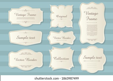 Ensemble d'images vectorielles d'étiquettes et d'éléments de création de cadres Vintage calligraphiques