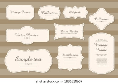 Vector set of calligraphic Vintage labels and frames design elements