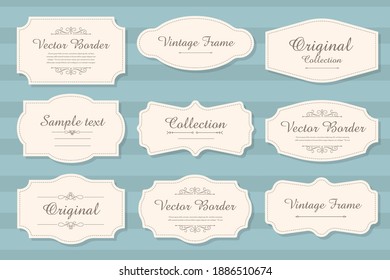 Vector set of calligraphic Vintage labels and frames design elements