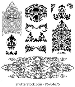 Vector set of Cambodian floral pattern