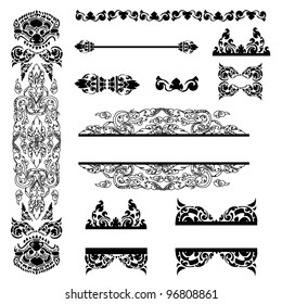 Vector set of Cambodian floral pattern