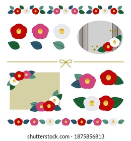 Vector set of camellia flowers