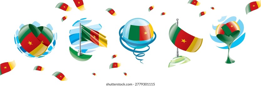 Vector set of the Cameroonian flag in various creative designs
