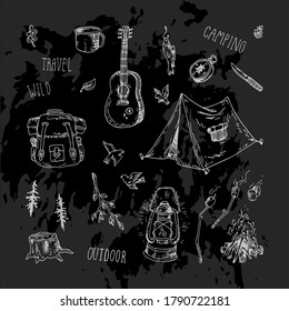 Vector set of camping elements