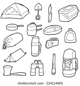 vector set of camping equipment