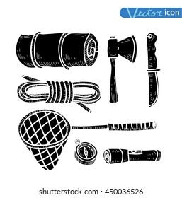 Vector set of camping icons