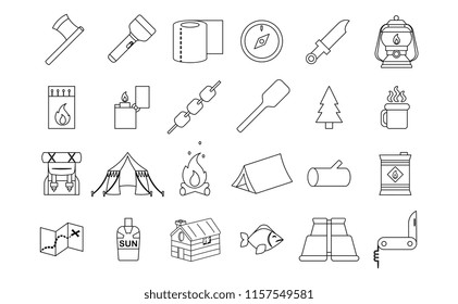 Vector Set Of Camping Objects Isolated