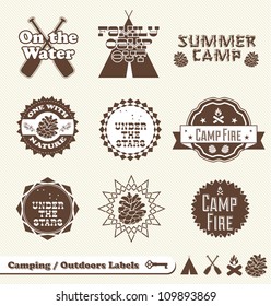 Vector Set: Camping and Outdoor Label and Sticker Elements