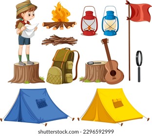 Vector set of camping tents illustration