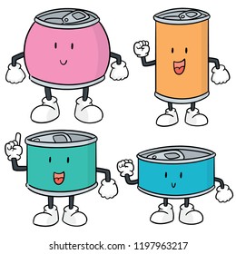 vector set of can cartoon
