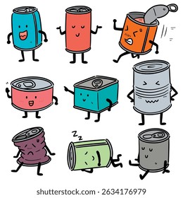 vector set of can cartoon