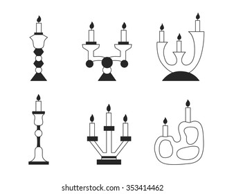 Vector set of candlesticks isolated on white background