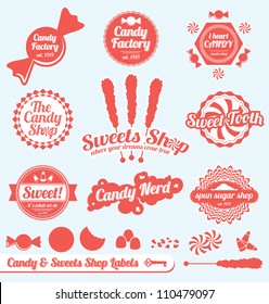 Vector Set: Candy Shop Labels and Stickers with Silhouette Graphics