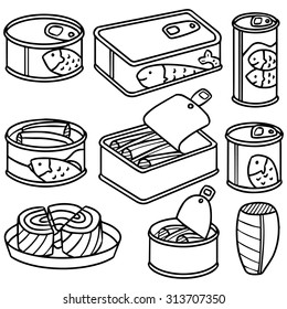 vector set of canned fish