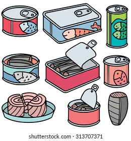 vector set of canned fish