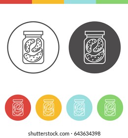 Vector set of canned vegetables icons in thin line style