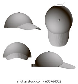 Vector set with a cap from different angles. 3D. EPS 8.