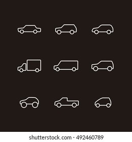 Vector set of car icons. EPS 10.