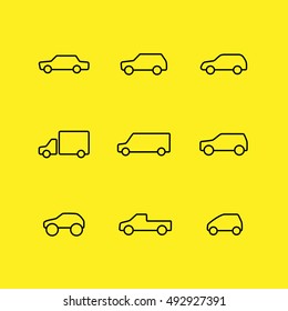 Vector set of car icons. EPS 10.