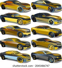 Vector Set Car Models Wallpaper Cars Stock Vector (Royalty Free