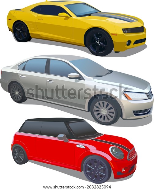Vector set of car models. Wallpaper from\
cars. Realism,\
photorealism.
