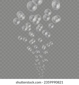 Vector set of carbonated drinks isolated on white background. Texture of oxygen bubbles.