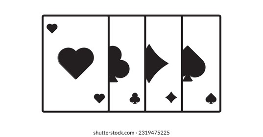 Vector set of card icons. Icons for playing cards. Poker vector illustration symbols isolated on white background
