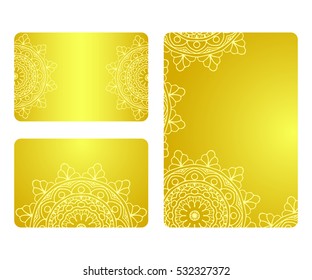 vector set card mandala ornament label ethnic invitation visit spa wedding