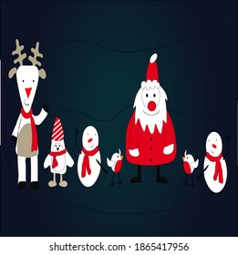 vector set card red claus white illustration