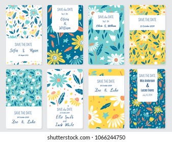 Vector Set of card templates. Perfect for Save The Date, baby shower, mothers day, valentines day, birthday cards, invitations.