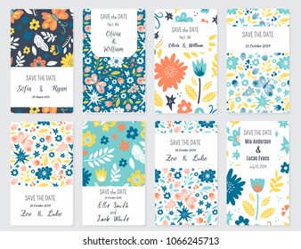 Vector Set of card templates. Perfect for Save The Date, baby shower, mothers day, valentines day, birthday cards, invitations.