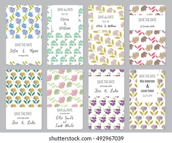 Vector Set of card templates. Perfect for Save The Date, baby shower, mothers day, valentines day, birthday cards, invitations.