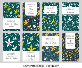 Vector Set of card templates. Perfect for Save The Date, baby shower, mothers day, valentines day, birthday cards, invitations.